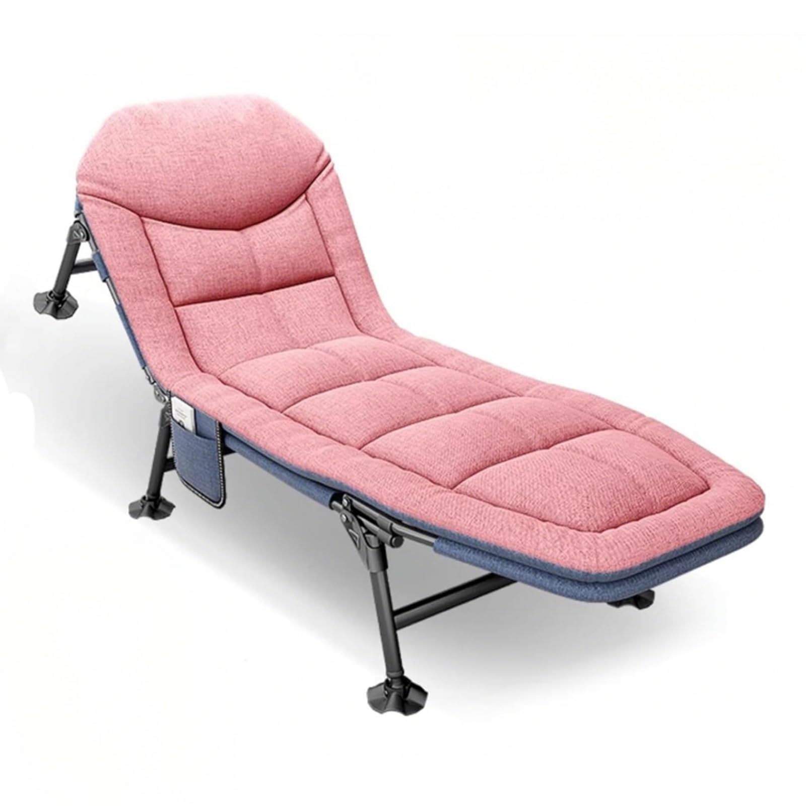 Lit de camp pliable avec coussin de nuque et poche latérale - 190 x 65 x 30 cm - Charge maximale : 150 kg - Pliable - Léger - Compartiment réglable - Lit d'invité pliable pour jardin, voyage