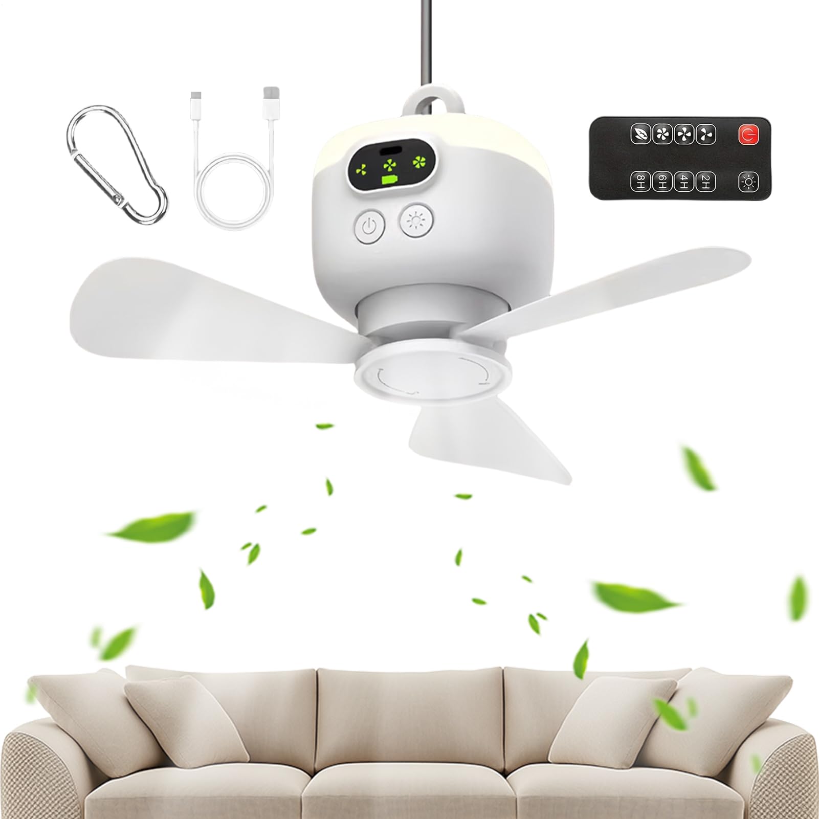 Ventilateur de plafond extérieur à batterie avec télécommande pour l'été