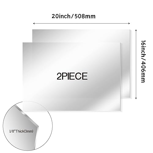 Miniatura 10 de Hoja de acrílico transparente de 12 x 24 pulgadas, 2 piezas de 18 pulgadas de grosor, hojas de plexiglás prémium de 12 x 24, panel de plexiglás de