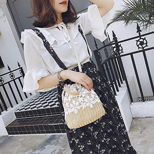 Jessie BHY196184 Women Drawstring Straw Bucket Bag Hobo Shoulder Bag Summer Beach Hand Woven Crossbody Bag thumb #1