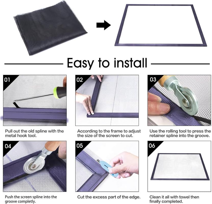 Image of Classic Mosquito Net 120 GSM Fiberglass Windows Mosquito Net Roll. DIY Cut to Any Size, for Small & Big Windows. Highly Durable and Best in Class (120cms*05meter, Color: Black)