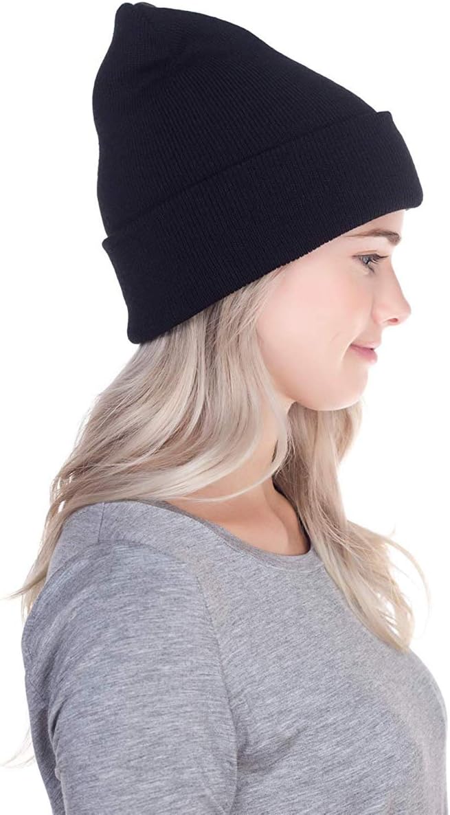 Men Women Winter Embroidered Cuff Beanie Hat Knit Skull Cap - Image 6