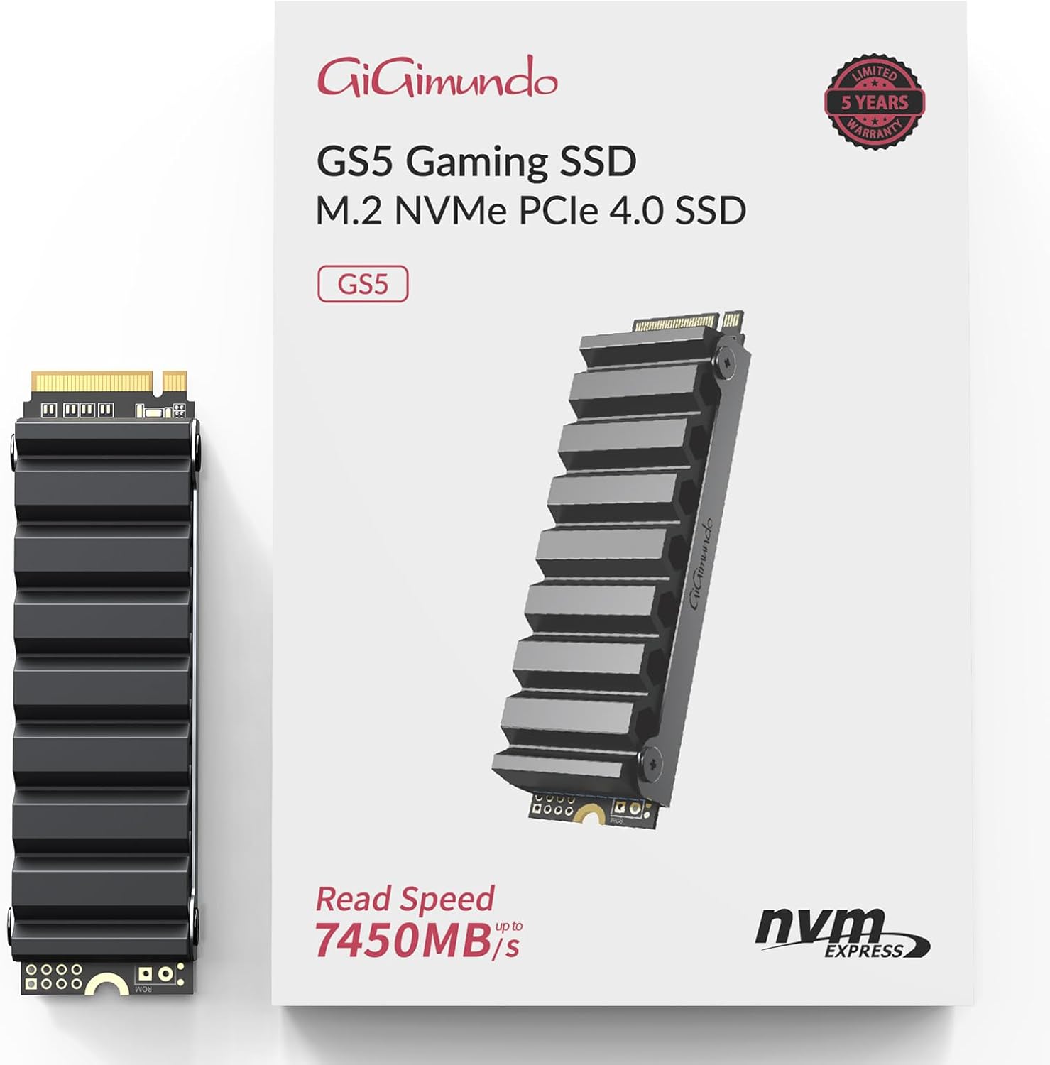 GiGimundo GS5【PS5対応】 TLC 2TB PS5拡張用 SSD PCIe Gen4x4, 読取7450MB/s 書込