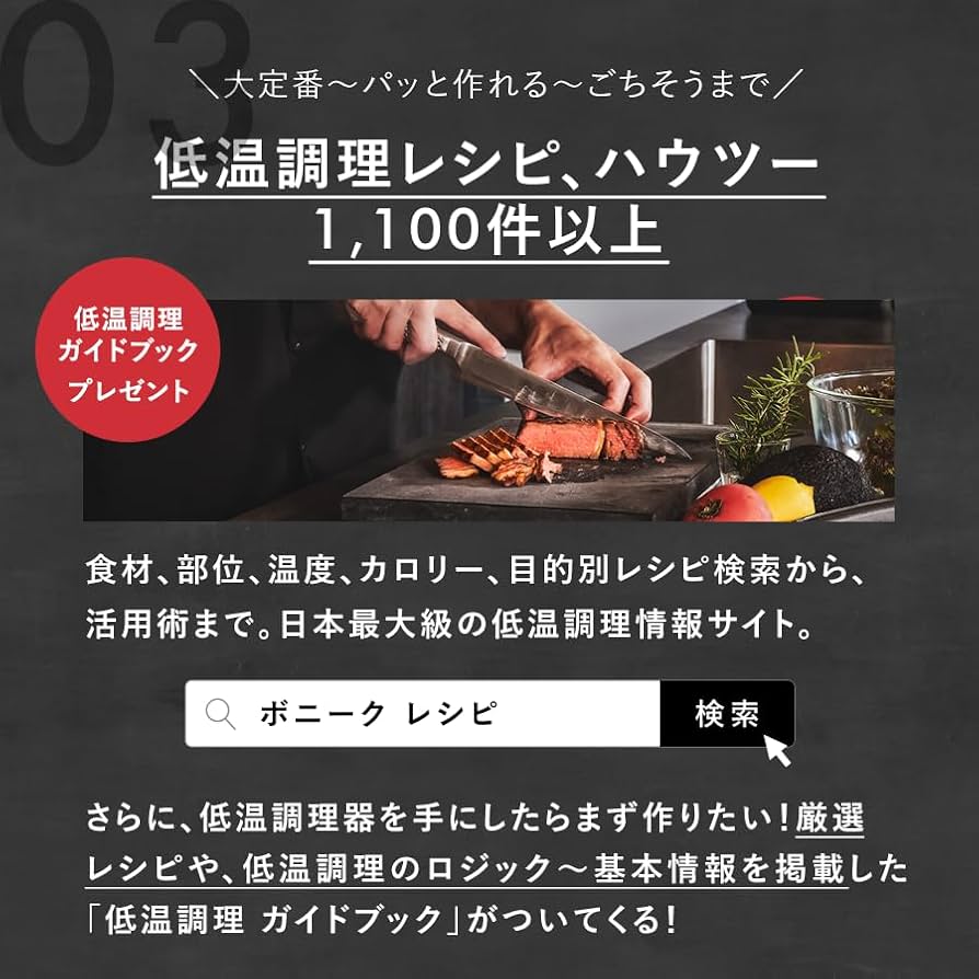 BONIQ2.0 低温調理器 本体 + ガイドブック + ケース BONIQ2.0 低温調理器 本体 + ガイドブック + ケース