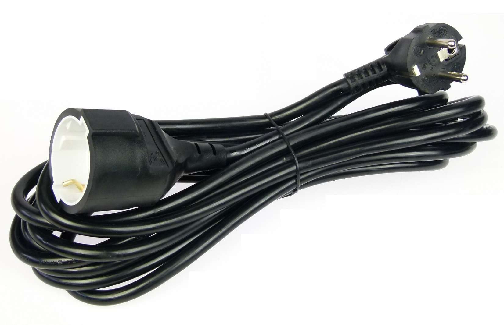 5 Stück Verlängerungskabel 5 m schwarz 3 x 1,5 qmm Schukokabel Stromkabel Kunststoff Schuko Verängerung mit Winkelstecker