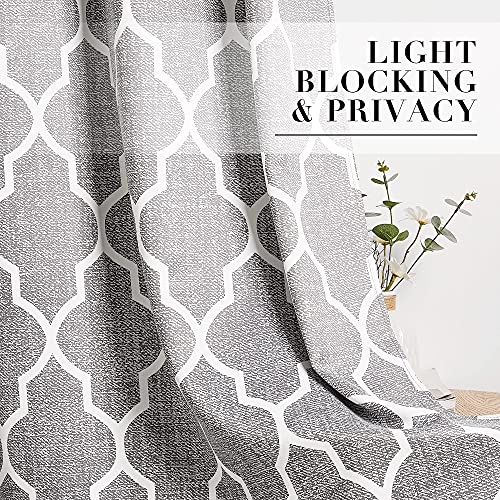 Stangh Moroccan Blackout Curtains - Grey Printed Kitchen Window Drapes Light Blocking Modern Home Decoration Heat Resistant Curtain Panels For Bedroom/Office, W52 X L63, 2 Panels #TOP5