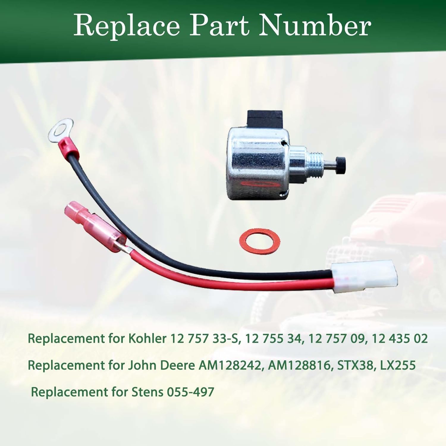 Autoparts 12 757 33-S, 12 757 09 Carburetor Fuel Shut Off on Solenoid Replacement for John Deere AM128242 Carb