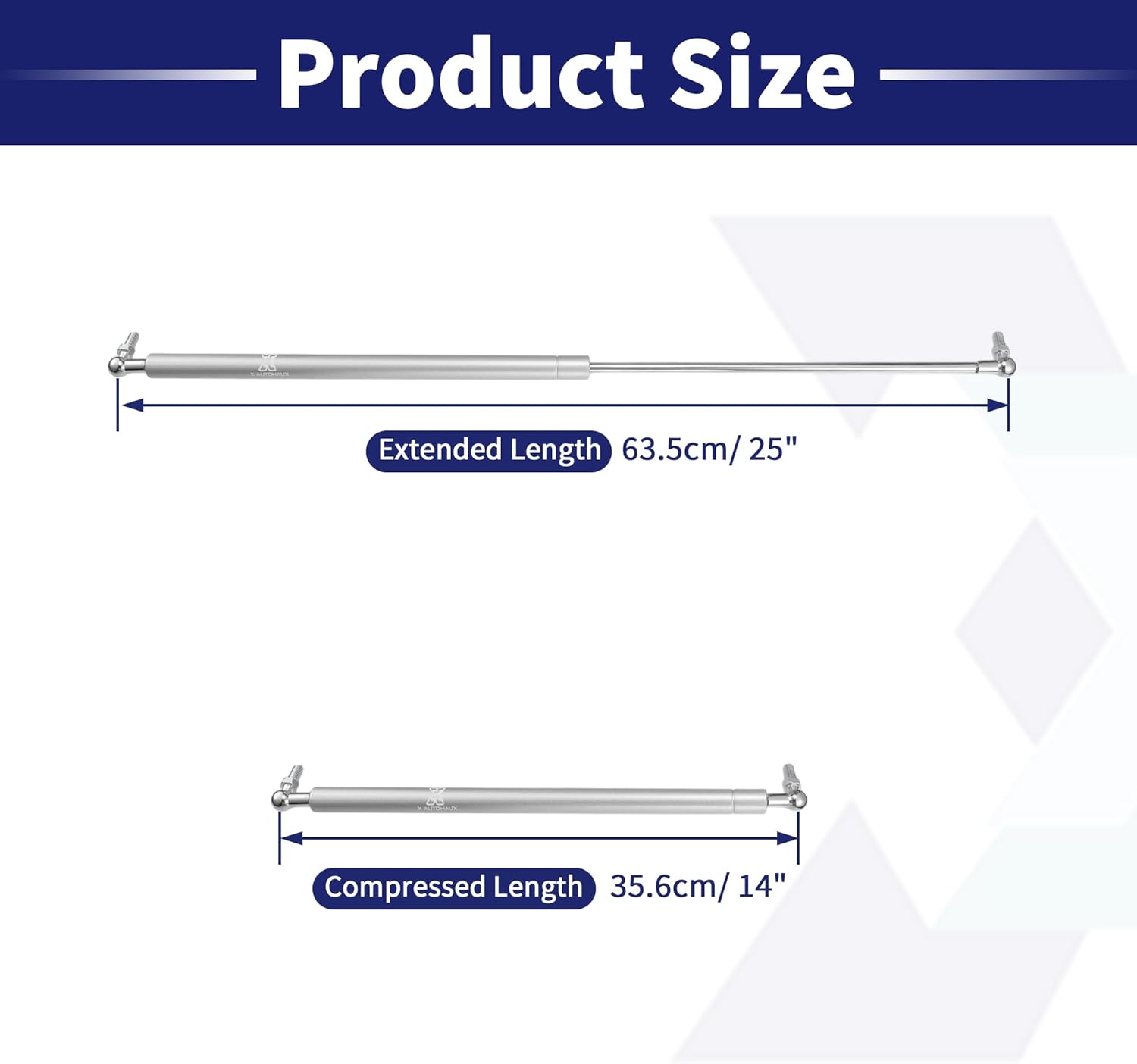 X AUTOHAUX 2 Pcs 25inch 80lb/356N Silver Tone Lift Supports Struts Shocks Gas Spring with Wrench Universal for RV Car Truck Boat