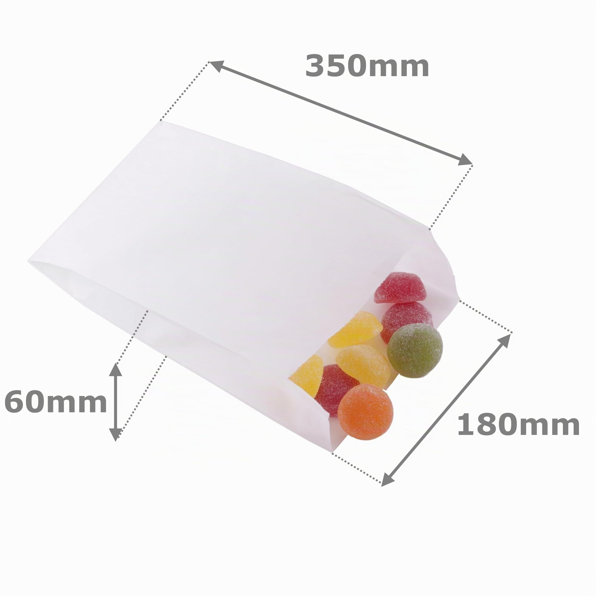 DIY-24H | Verschiedene Größen wählbar | Papiertüten Farbe Weiss Geschenktüten Papier, Kleine Tüten Süßigkeiten, Stern Weihnachten, Plätzchentüten, Brottüten, Brötchentüten (180x350x60mm, 1000 Stück)