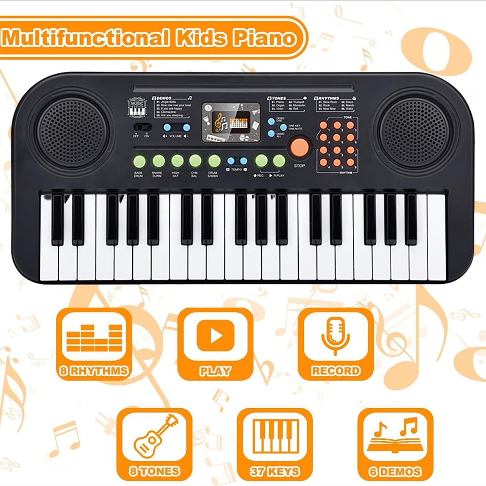 Wakects Tastiera Elettronica 37 Tasti, Pianola Elettronica Multifunzione con Microfono