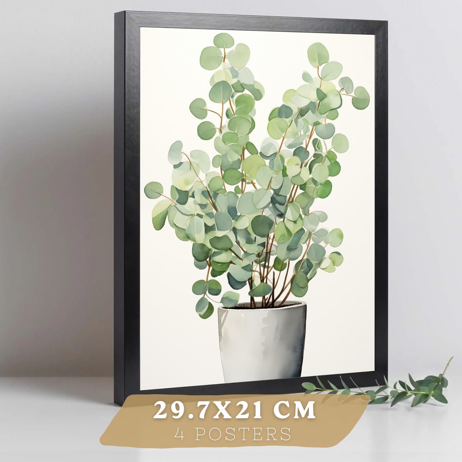 Nacnic Lot De 4 Affiches Botanique Vert Boho – Tableaux Modernes, Décoration Salon Chambre Cuisine Salle De Bain A3 Cadre Noir