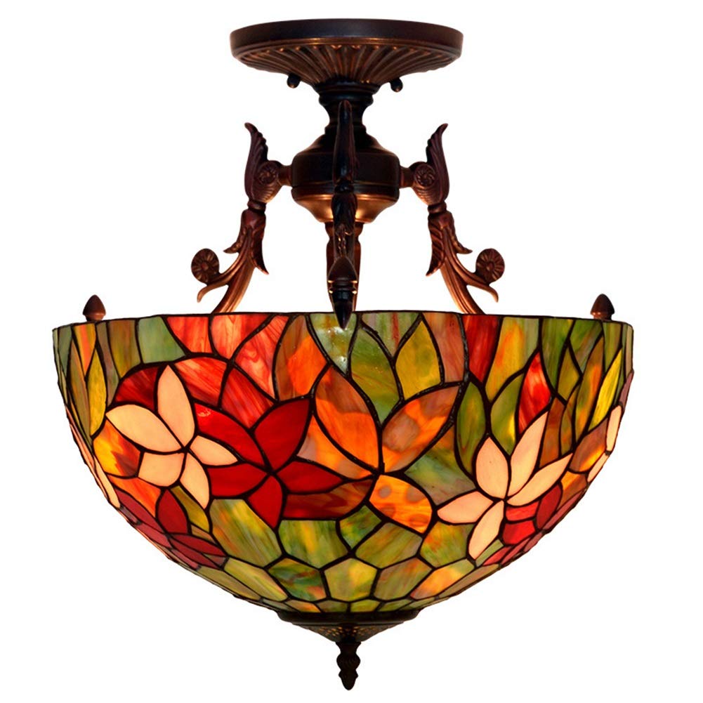 HJRegaFimu 16 Inch American Countryside Ceiling Lamp Glass Art Chandelier Lights Location
