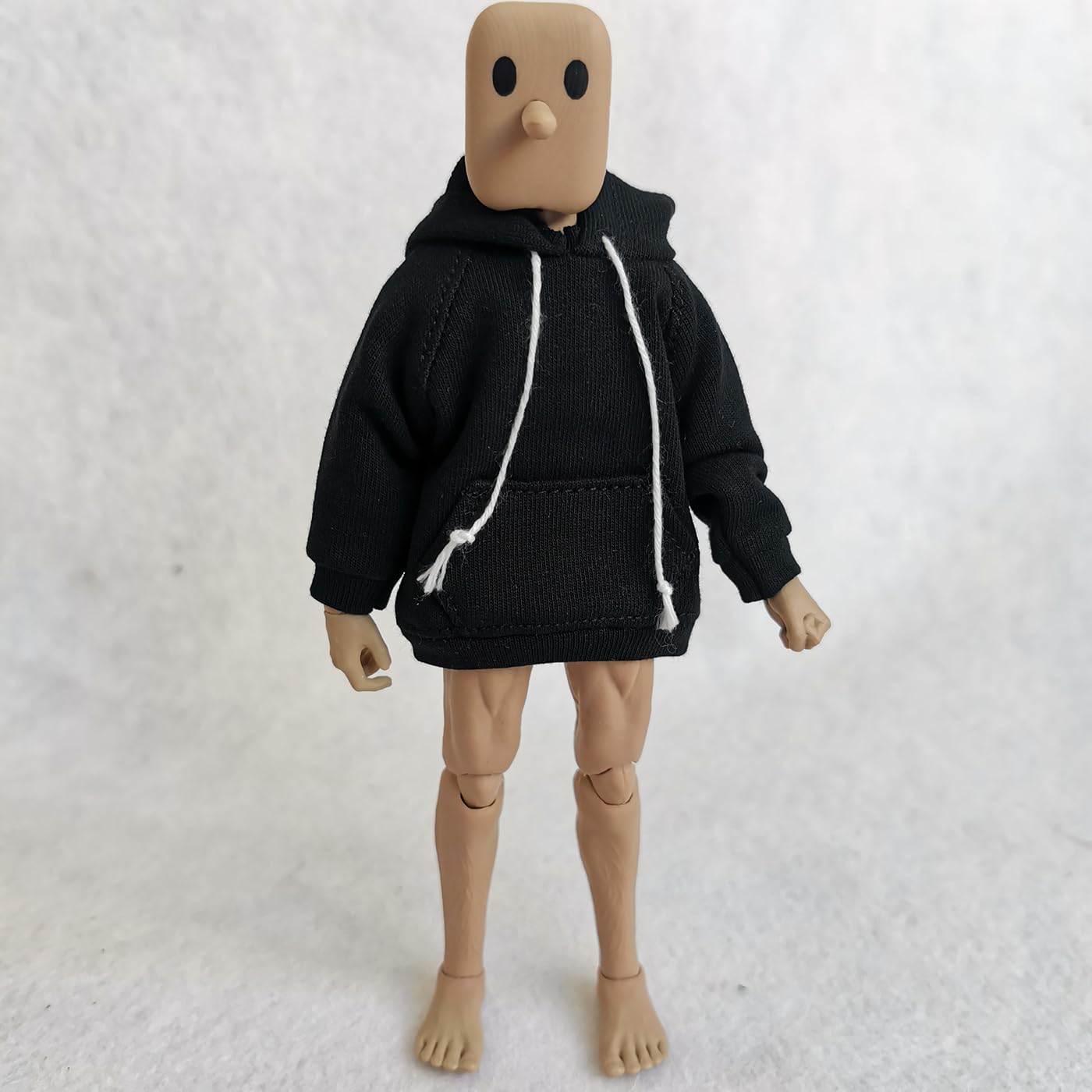 1/12 Scale Strong Man Action Figure Clothes Male Clothes Men's Hoodie Clothing for 1:12 6inch Male Action Figure Body Doll (Black)