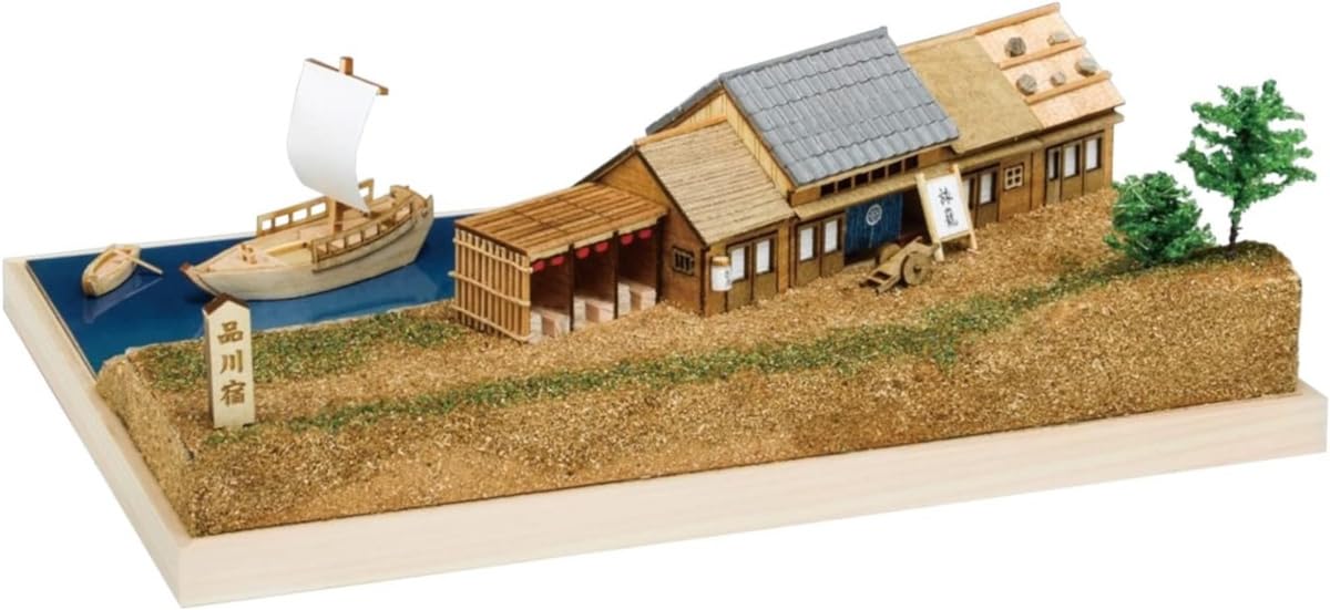Woody Joe 53 Stations of Tokaido, Shinagawa-juku, Wooden Model Assembly Kit (Scene)