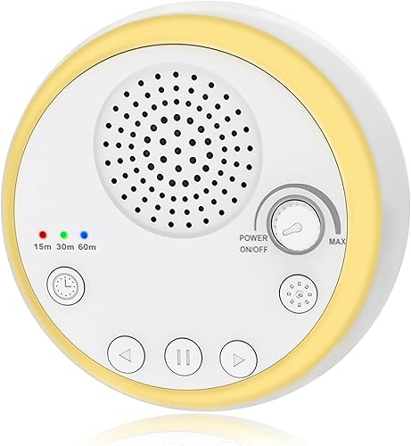Yasorn Máquina de sonido de ruido blanco - Máquinas de sonido portátiles con 16 sonidos relajantes y luz nocturna, con función de memoria,