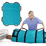 ZHEEYI Multipurpose 48 x 40 Positioning Bed Pad with Reinforced Handles - Reusable & Washable Patient Sheet for Turning, Lifting & Repositioning - Double-Sided Nylon Fabric, Peacock Blue