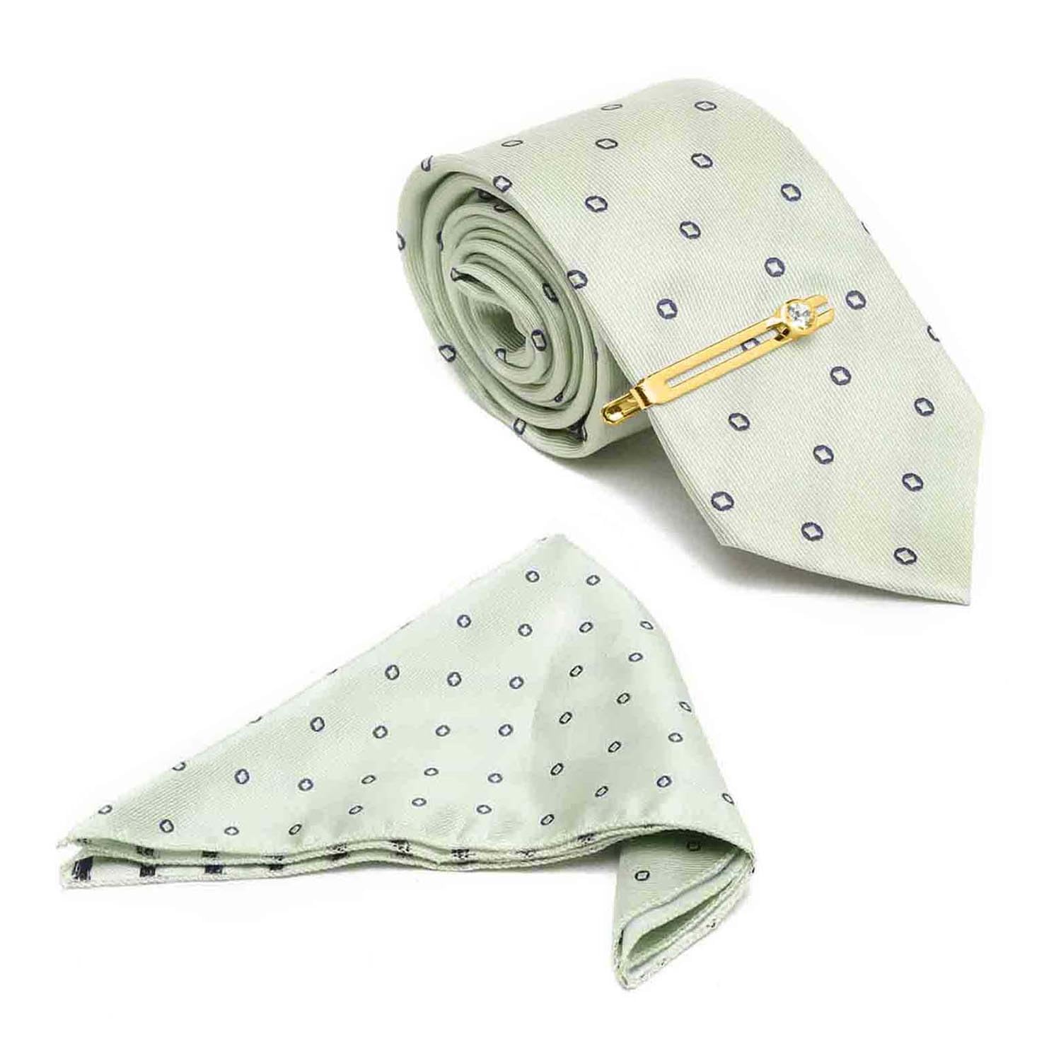 Mens Green Silk Necktie Set Incl Pocket Square Golden Tiepin American Style Formal Tie Gift Set for Men (TEGPGR)-image-39