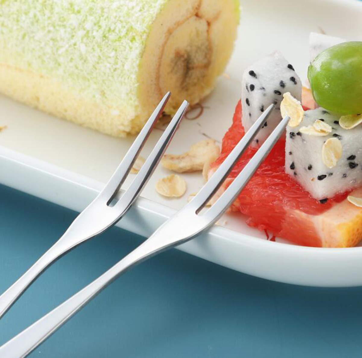 20 Pièces Pics à Cocktail en Acier Inoxydable,Brochettes Cure-Dents de Fruits Légumes Réutilisables Fourchette à salade Fourchette à dessert pour fourchettes à fruits,sandwich,fromage,apéritif