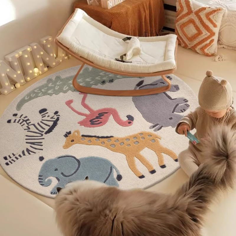 Poowe Cute Animals Kids Room Rug,47.2