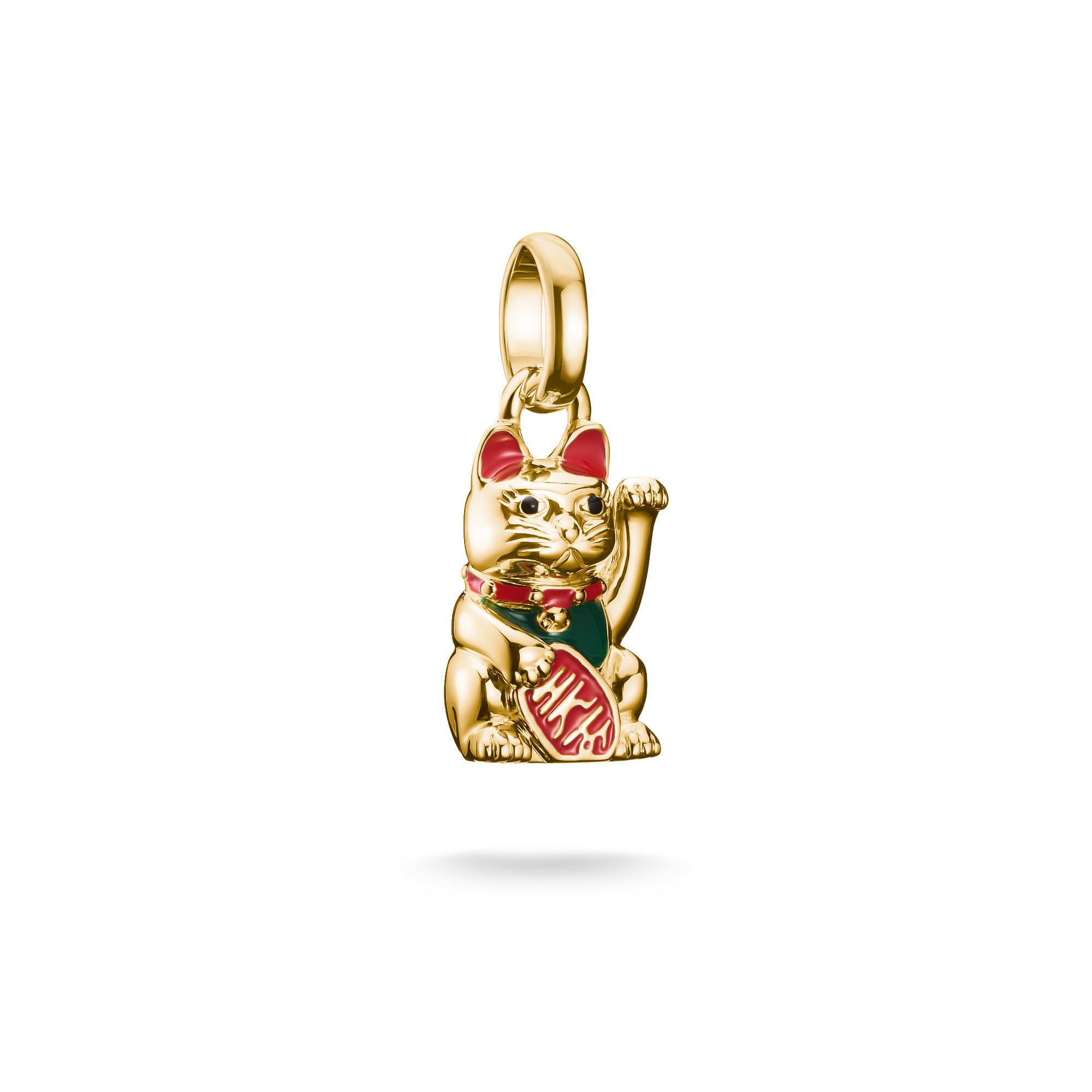 THOMAS SABO Charm-Anhänger Winkekatze bunt Connect vergoldet 18k Vergoldung, Recyceltes 925 Silber, Kaltemail