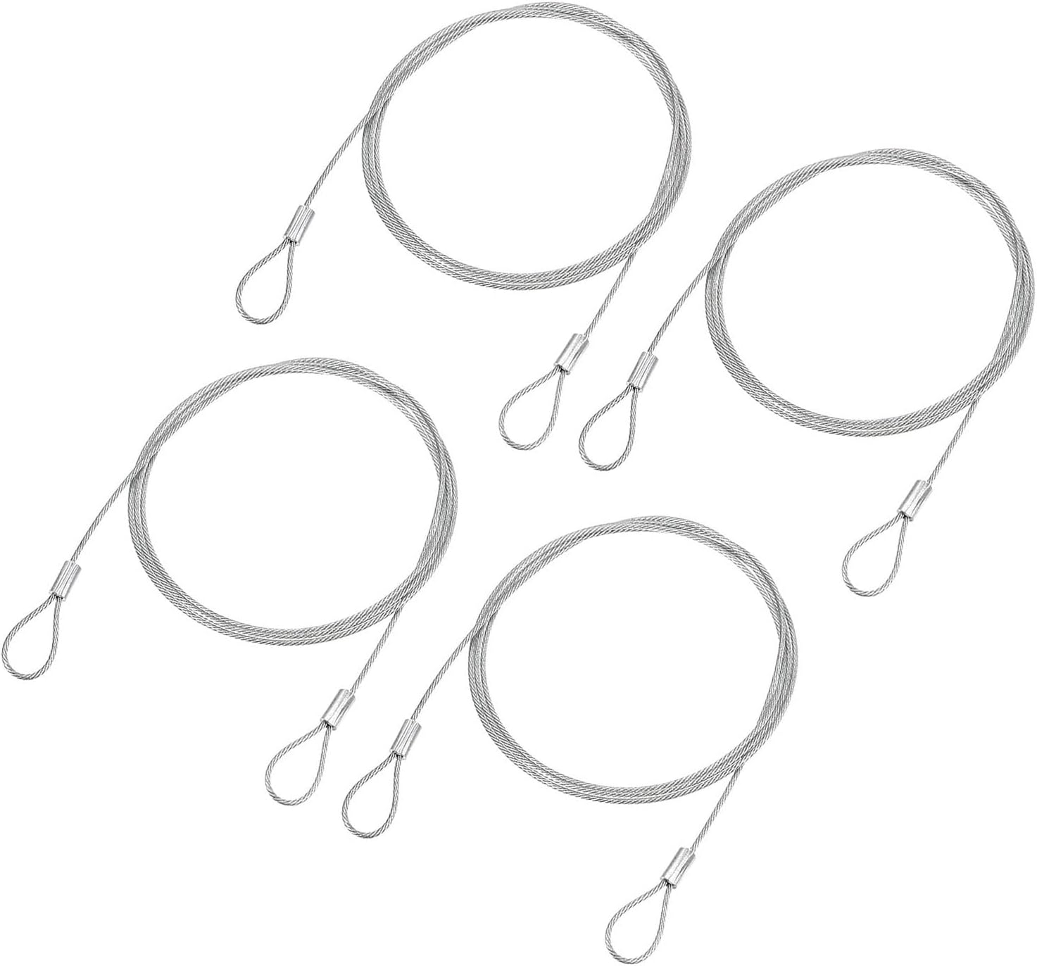 YOKIVE 4 Pcs Safety Cable Locks, Stainless Steel Security Wire Ropes with Double Loop | Great for Homes Doors Fences (Black, 2=Ft, 2mm Dia)