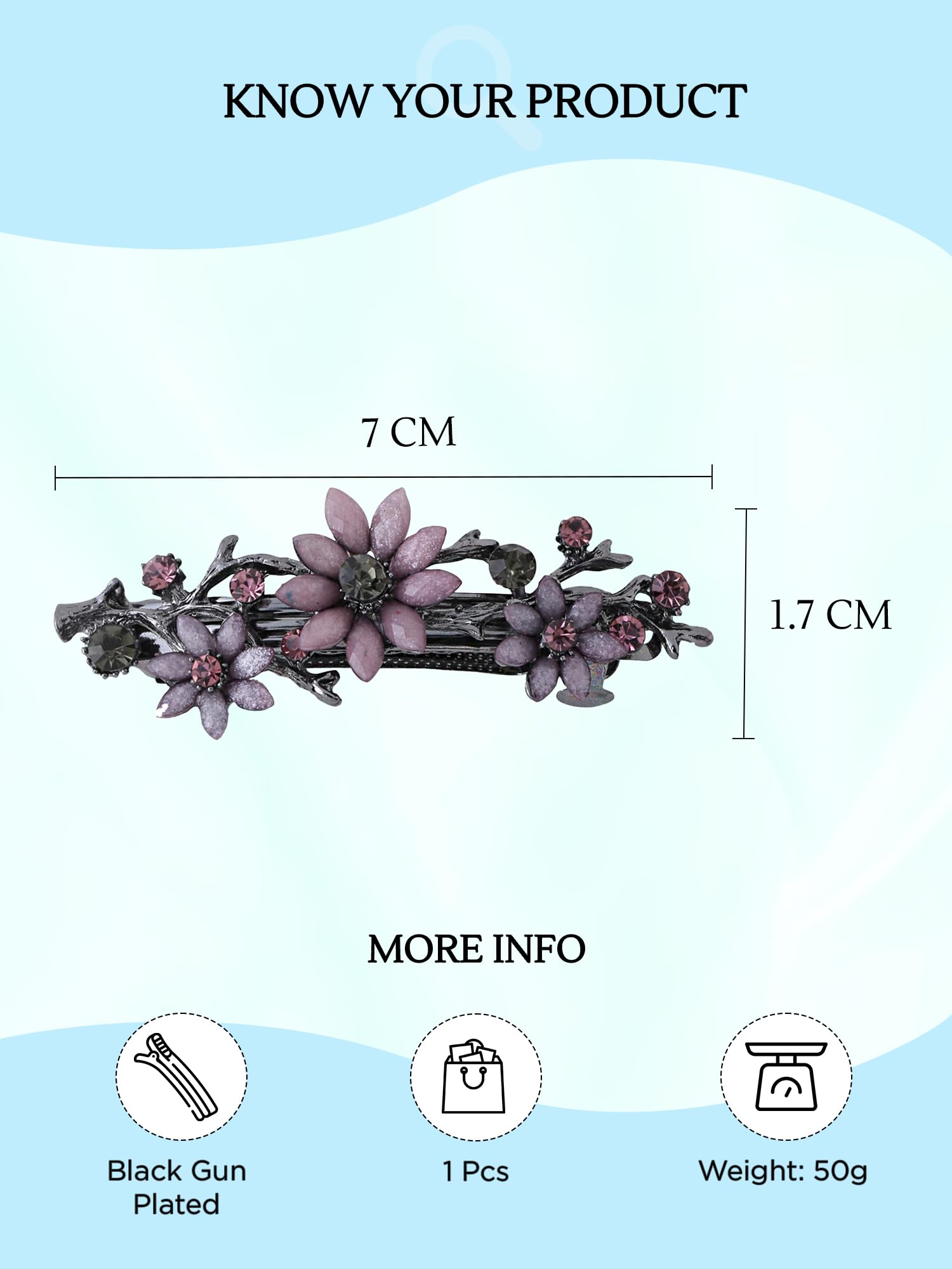 Floral Crystal French Hair Clips, Elegant Accessories