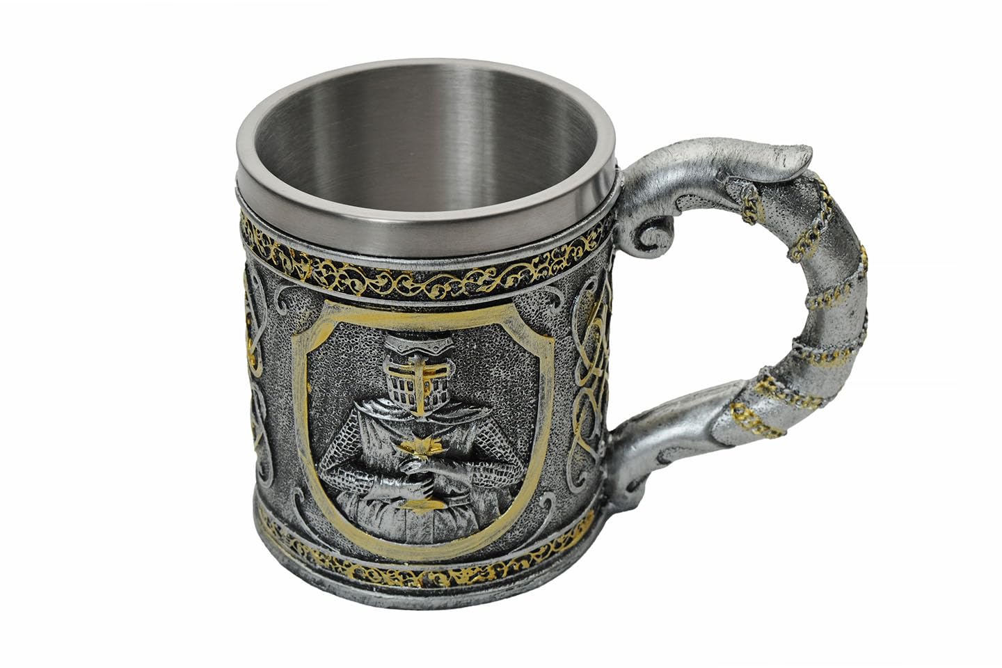 Rite Edge Knights Templar Mug 500-600ml - Resin & Stainless Steel - Unique Medieval Templar Design - Handcrafted Collector’s Mug - Ideal for History