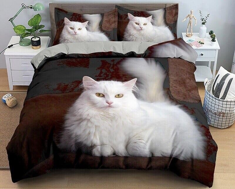 Housse de couette microfibre 140x200 respirante impression 3D chat café