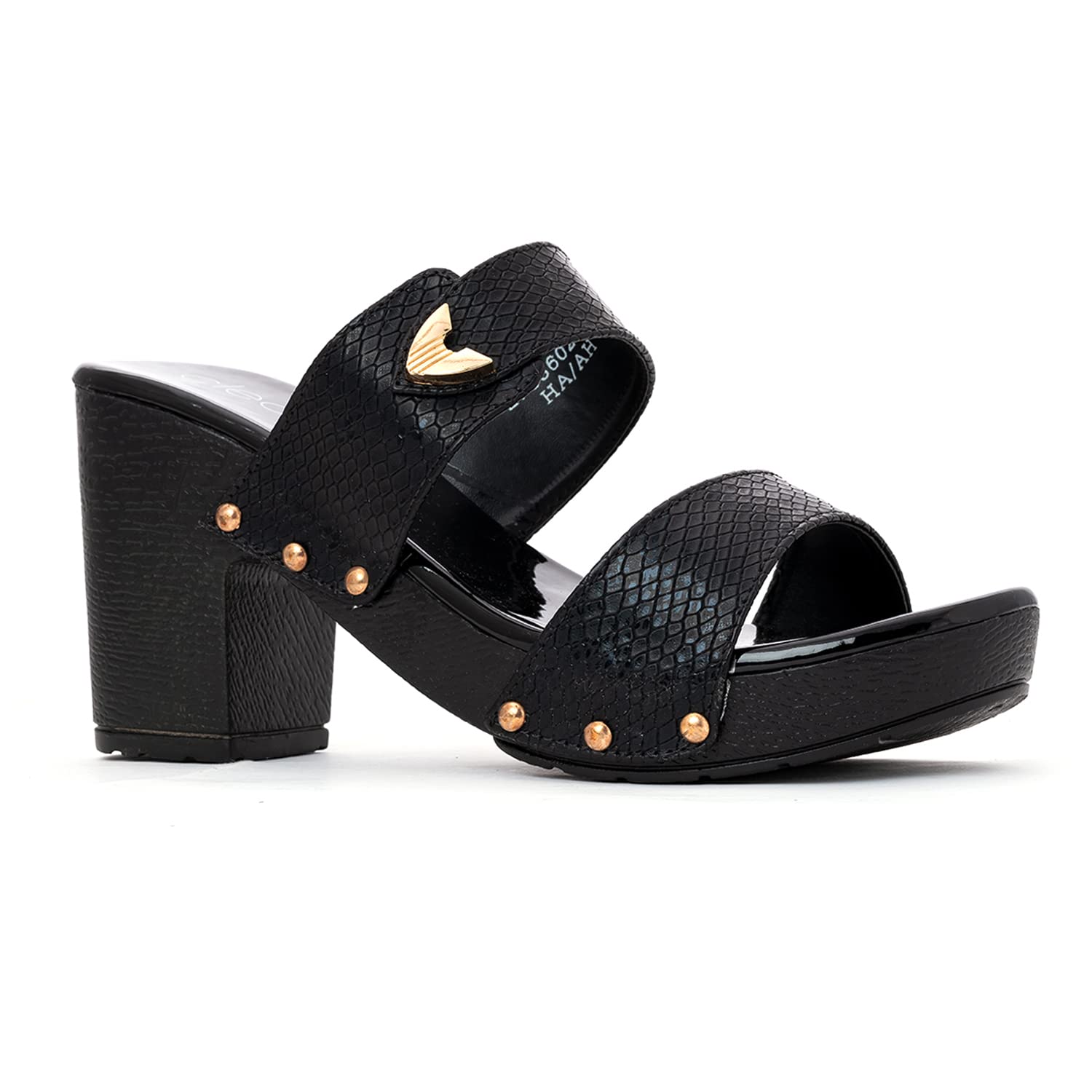 Khadims Cleo Black High Heel Block Slip On Sandal for Women (2783606) (B0B31LJZQG) Amazon Price History, Amazon Price Tracker