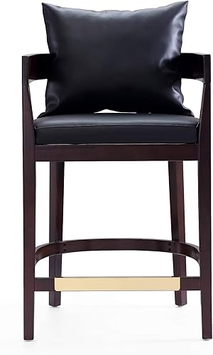 Miniatura 5 de Manhattan Comfort Ritz - Taburetes de bar modernos de mediados de siglo de 27 pulgadas con altura de mostrador, elegante asiento acolchado de piel