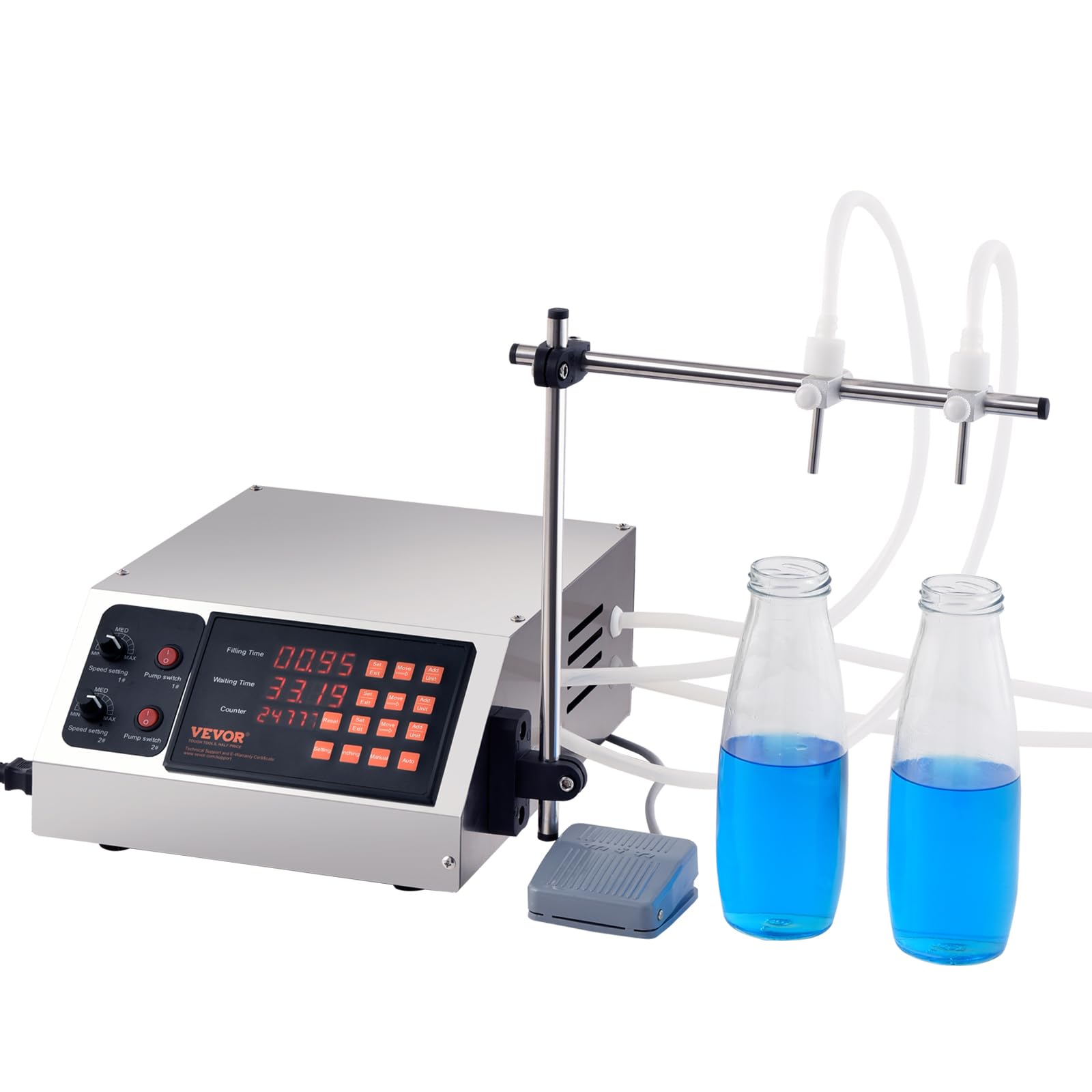 VEVOR Riempitrice Doppio ugello con canali di riempimento indipendenti riempitrice di liquidi riempitrice per Bottiglie da 3,7 L/min riempitrice per Pasta 34 x 26 x 14 cm