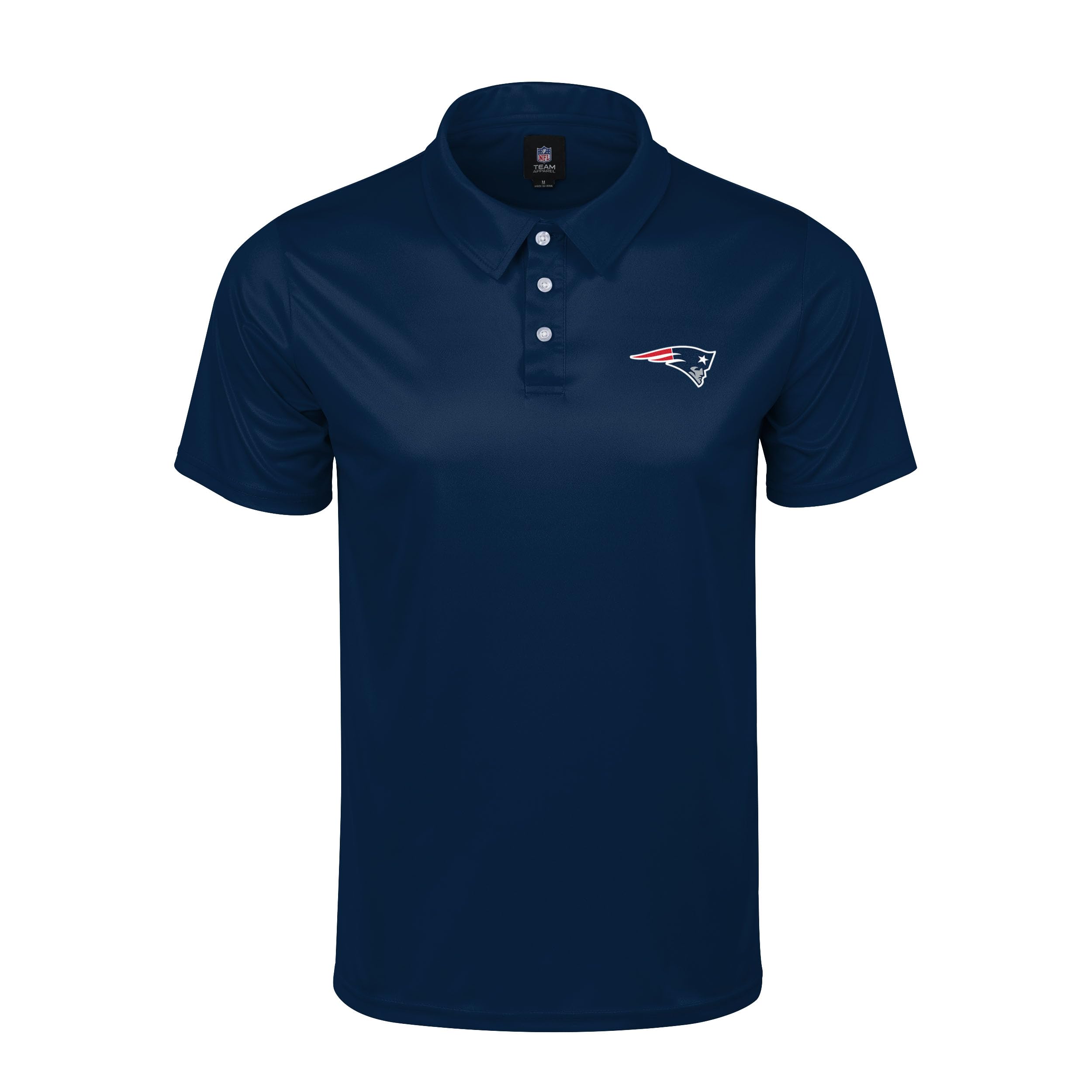FOCO NFL Men's Officially Licensed Football Team Color Primary Logo Performance Short Sleeve Polyester Polo Shirt, New England Patriots, Large