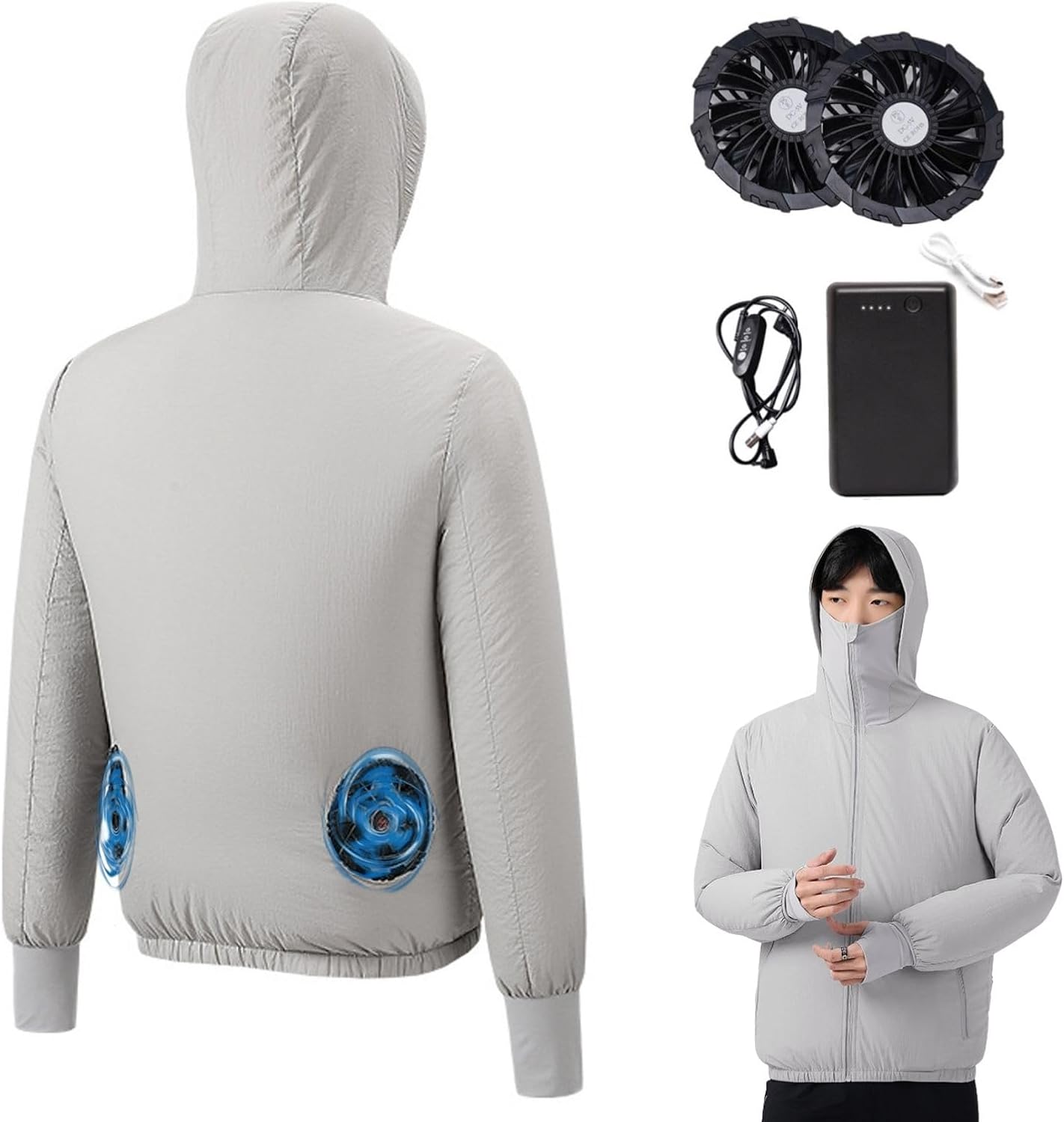 エアコン作業服、半袖、扇風機付き、30000mahバッテリー2XL エアコン作業服、半袖、扇風機付き、30000mahバッテリー2XL