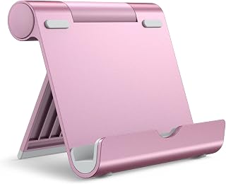 JETech Tablet Stand, Adjustable Portable Desktop Holder, Foldable Dock for iPad/iPad Pro/Air/Mini, Galaxy Tab A8/A7 Lite/A7/S8/S7, Kindle, Tab/Phones(4-13"), Rose Gold