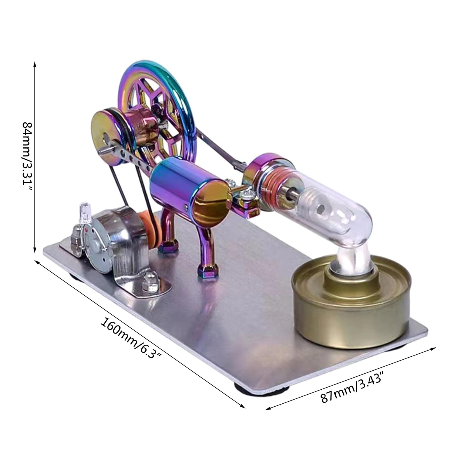 Temperatur Stirlingmotor, zusammengebauter Stromgenerator, Wärmeexperiment, Generatormodell mit Schwungrad Designs, Flugzeugmodell, Stirlingmotor, Lernspielzeug, Dampf Wärme Erziehung