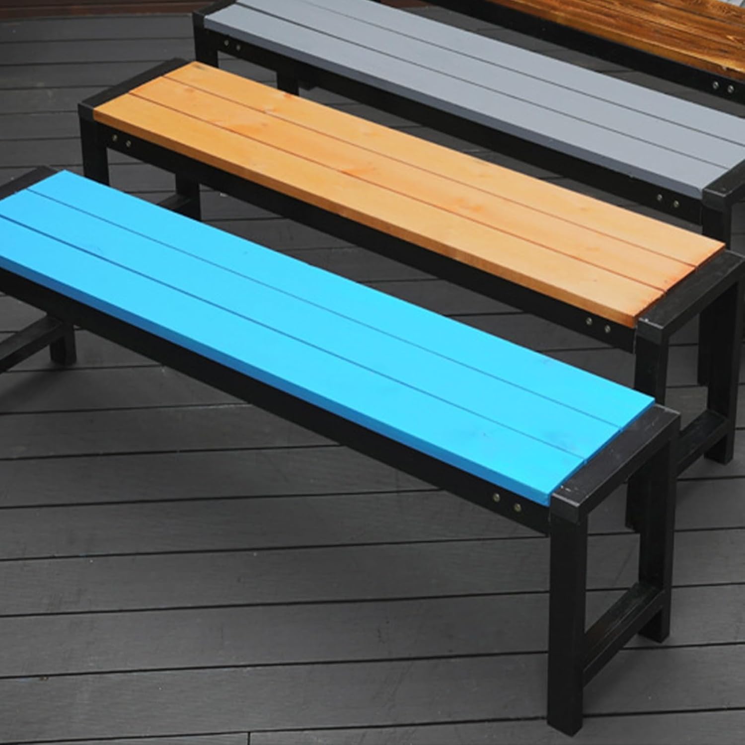 Wood Patio Bench, Outdoor Garden Bench, Backless Patio Park Bench, Slatted Seat Design, 2-Person Leisure Park Bench Chair for Porch, Lawn(Natural,120cm)