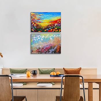 Amazon.co.jp: 抽象画 アートパネル 2枚 飾り絵 カラフルな花 抽象