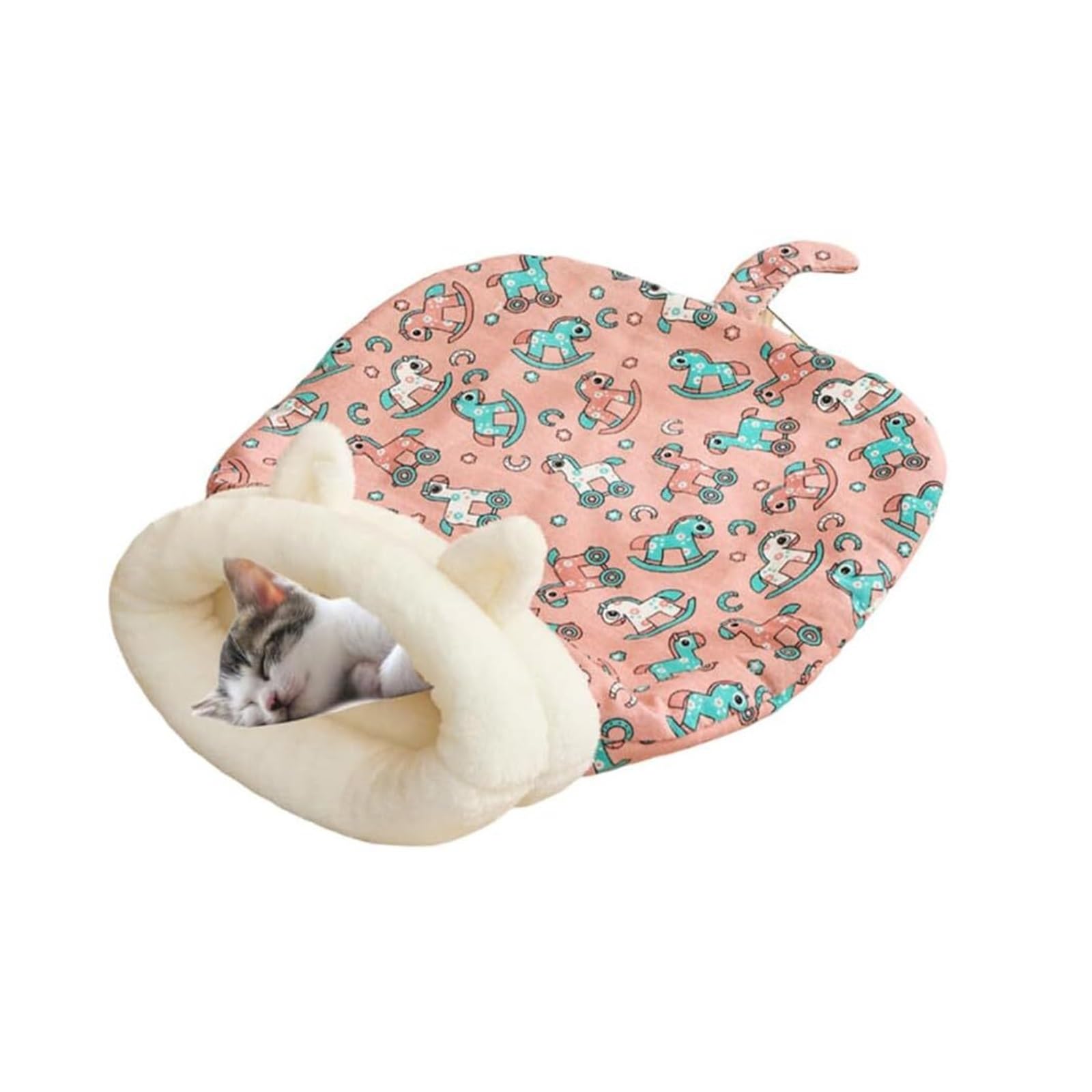 Sac de couchage auto-chauffant pour chat avec peluche douce isolante