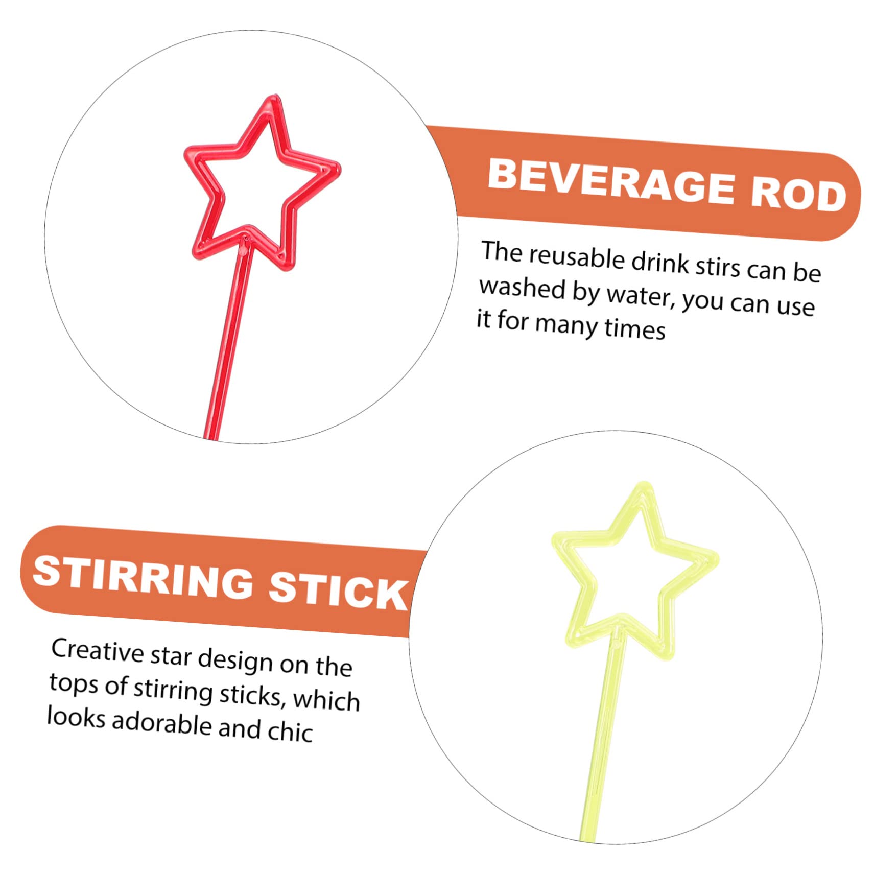 STOBAZA 30pcs Acrylic Star Shaped Drink Garnish Skewers Colorful Stirrers for Cocktails and Juices Random