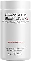 Vista 1 de Codeage Suplemento de hígado de carne alimentada con pasto, superalimento, liofilizado, sin desgrasar, desecado, glandulares de hígado de res