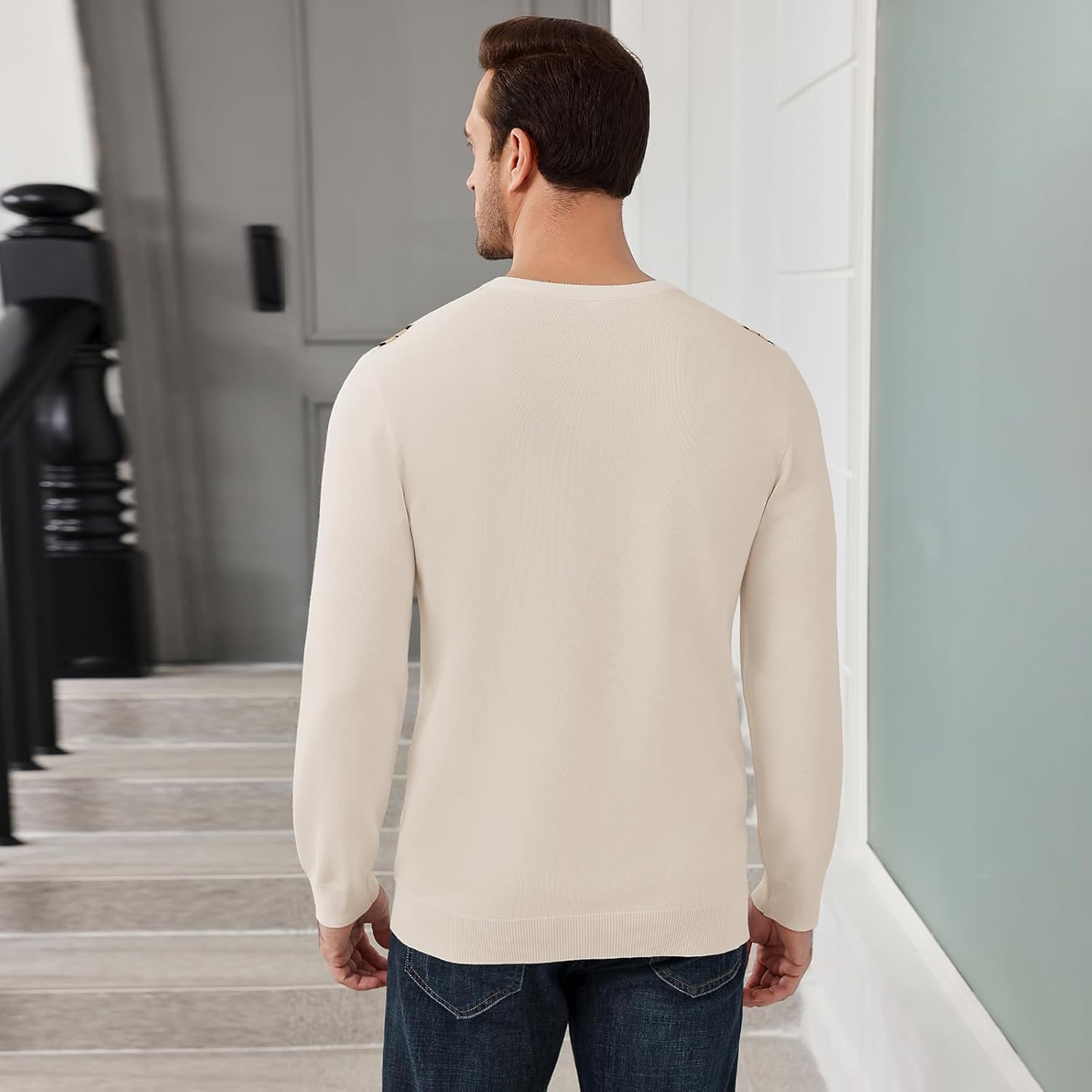 Uni Clau Men's Crew Neck Sweaters Long Sleeve Striped Knitted Pullover Casual Sweaters with Ribbing Edge - Image 7