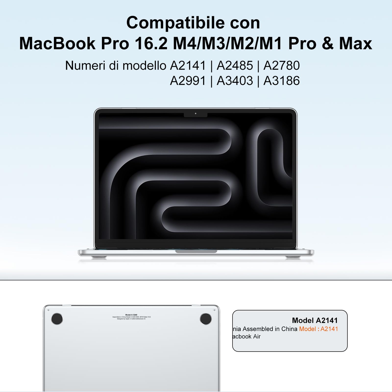 NPUOLS Custodia Protettiva per 2024-2021 MacBook Pro 16 Pollici Cover M4 M3 M2 M1 Pro Max A3403 A3186 A2991 A2780 A2485, 16,2" Cristallo Rigide Protection Custodia e Sottile TPU EU Tastiera Cover