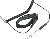 Pulseira antiestática de aterramento com cordão enrolado longo ajustável ESD para reparo de computadores eletrônicos e PC (preto)