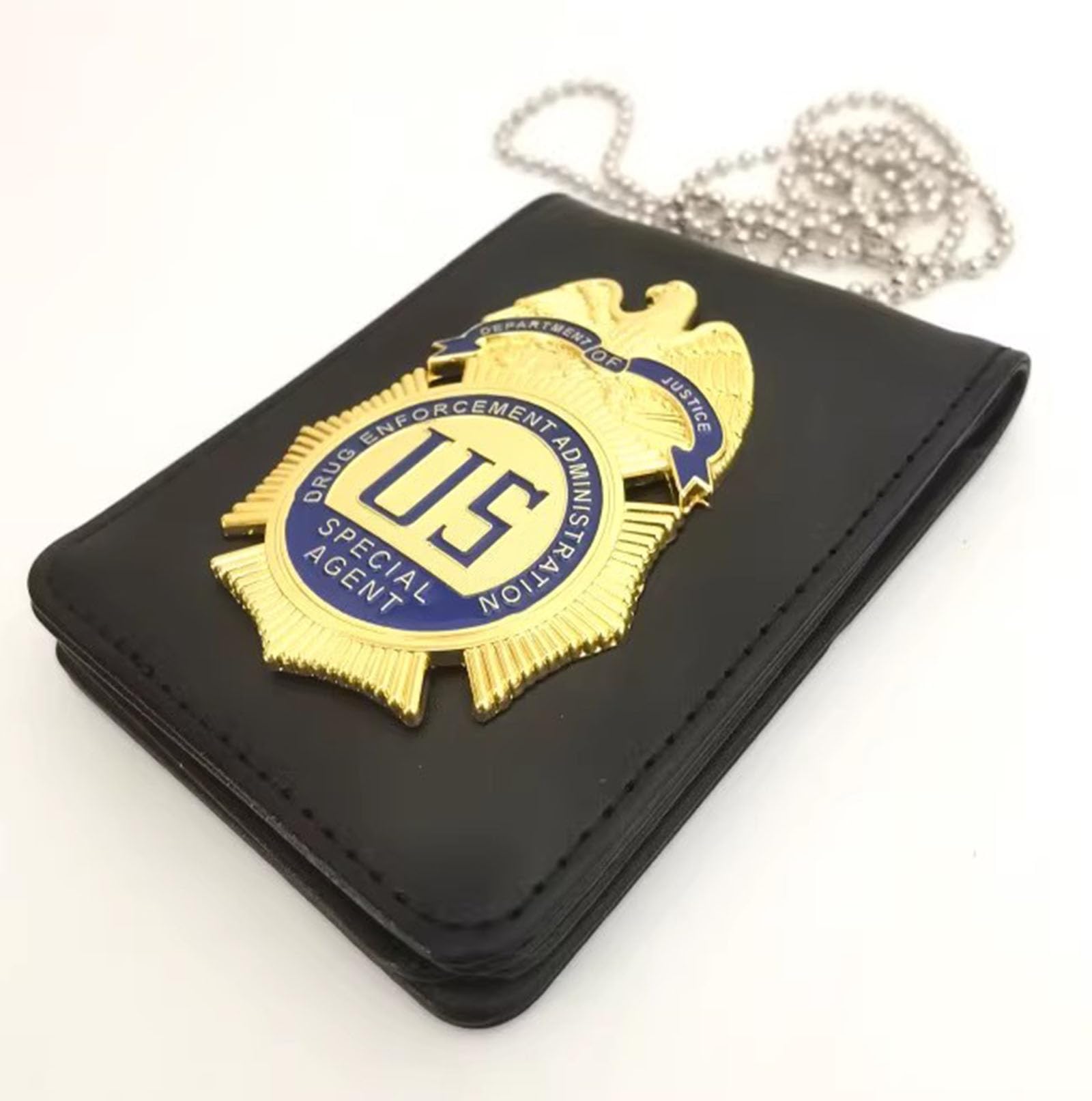 DOGOZ Distintivo Dell'agente Speciale Dell'amministrazione Antidroga degli Stati Uniti con Custodia in Pelle Intarsiata, Prop per La Decorazione del Costume