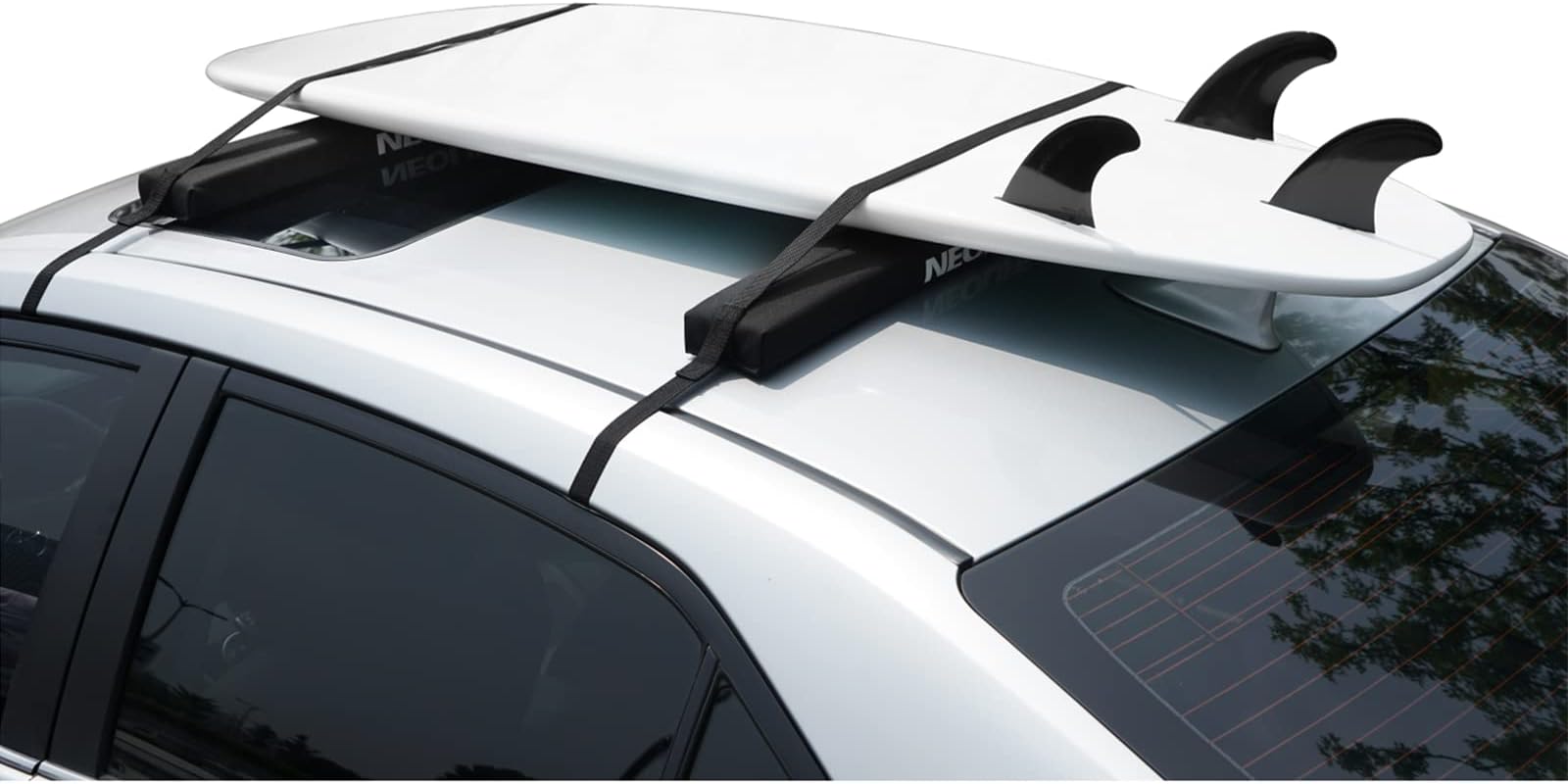 Surfboard Soft Roof Rack Pads with Tie Down Straps, 19"/28" Long (Pair), Universal Car Roof Rack for Paddleboard, Snowboard, Canoes
