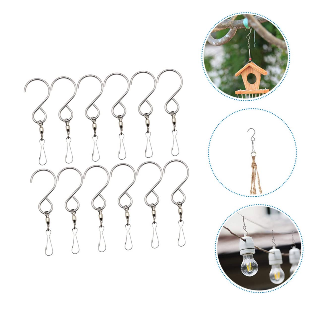Toddmomy 4 Set Gancio in Acciaio Inossidabile Ganci Da Giardino Per Appendere Sospeso Ganci Per Appendere Clip Di Ganci Girevoli Piccoli Moschettoni Girevoli Argento 12 Pezzi * 4