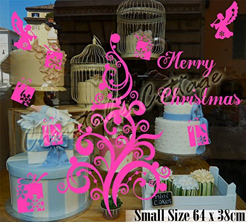 Sapin de Noël décoration murale stickers vitrine cadeaux anges
