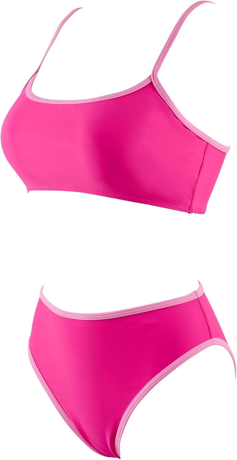 SUUKSESS Women High Waisted 2 Piece Bikini Set Cheeky High Cut Bandeau Swimsuit - Image 4