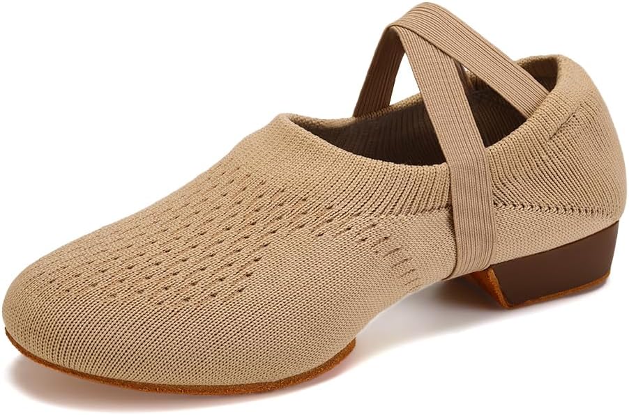 VCIXXVCE Women's Latin Dance Practice Shoes for Beginners 1" Low Heel Standard Ballroom Social Salsa Dancing Shoes