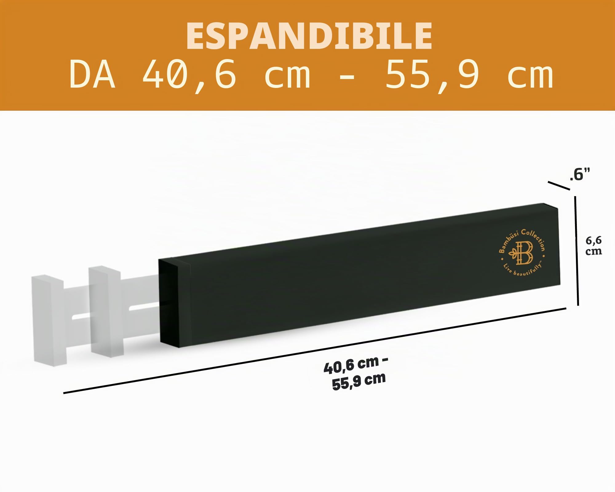 Confezione da 4 divisori per cassetti in bambù, altezza 6,6 cm, regolabili da 40,6 a 55,9 cm, per vestiti, separatori espandibili per comò in camera da letto, bagno, cucina, ufficio, organizzazione e